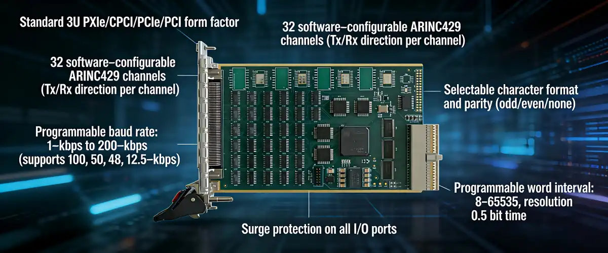 32-channel ARINC429 board