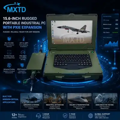 Which 3U PXIe chassis fits a 15.6-inch rugged portable industrial PC?
