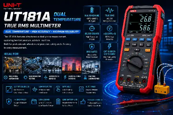 How Does the UT181A Multimeter Dual Temperature Improve Testing Accuracy?